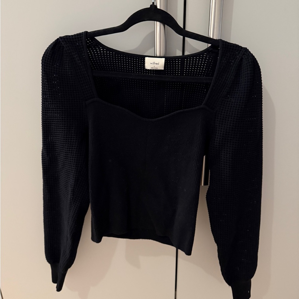 Wilfred Black Textured Long Sleeve Blouse